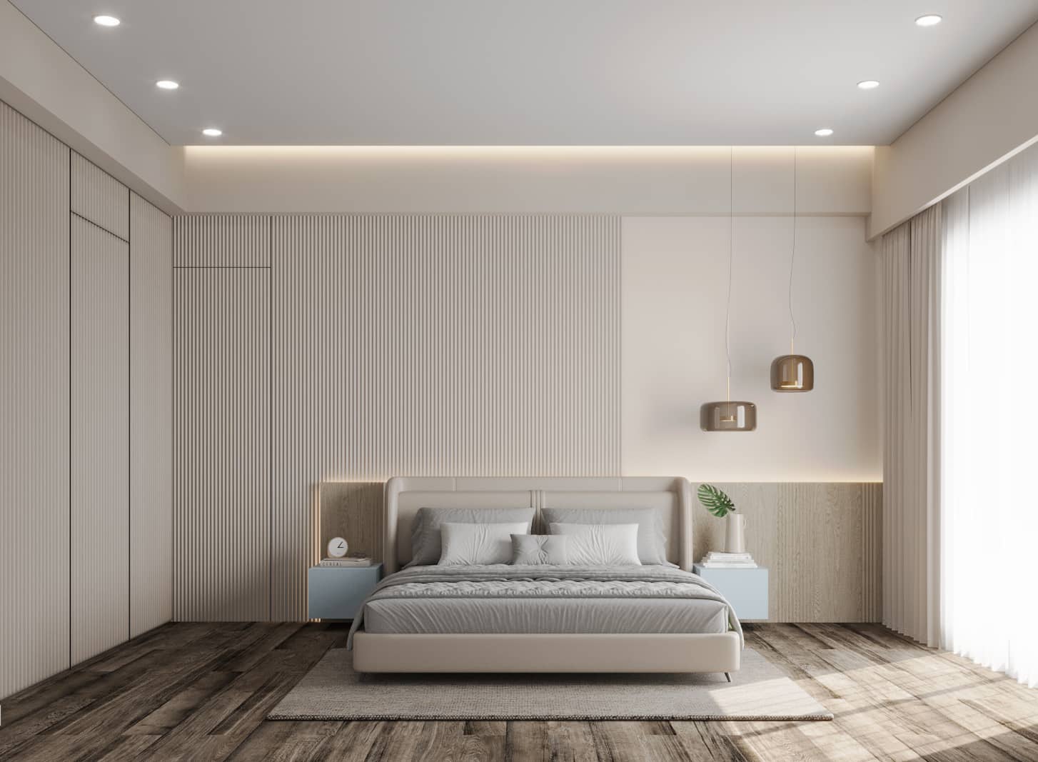 Serene Stripe Bedroom - Ahmedabad, Gujarat